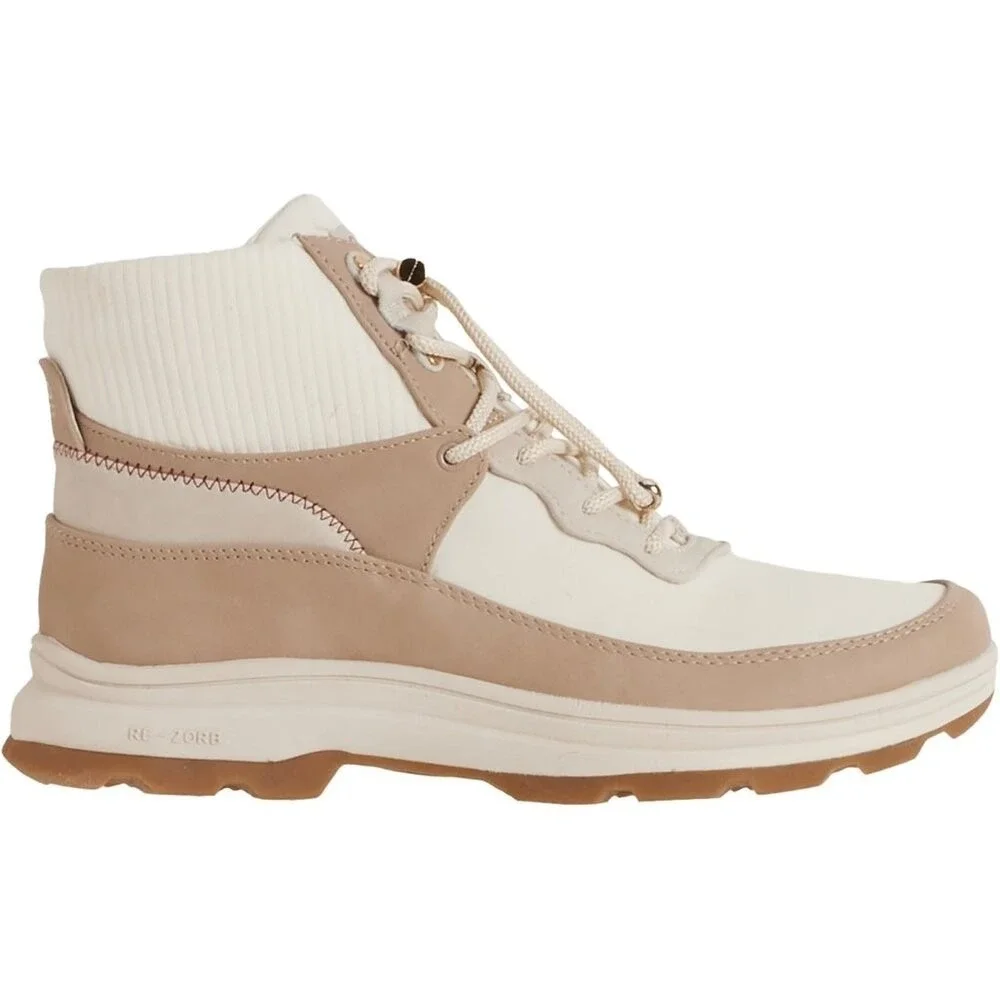 ryka Brae 2 Winter Boots Women Sz 8.5W Wide  Ankle Lace Up Beige Water Resistant